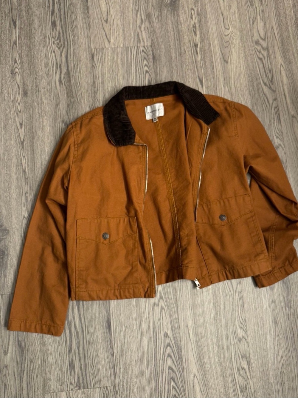 Madden Girl Rust Brown Utility Jacket with Dark Brown Corduroy Collar